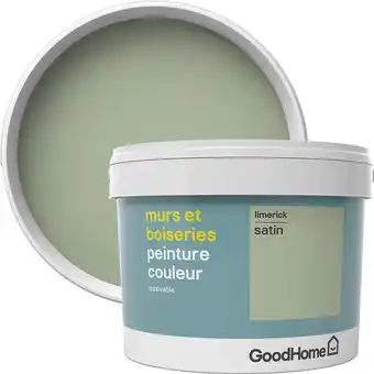 Castorama Peinture murs et boiseries GoodHome vert Limerick satin 2,5L offre