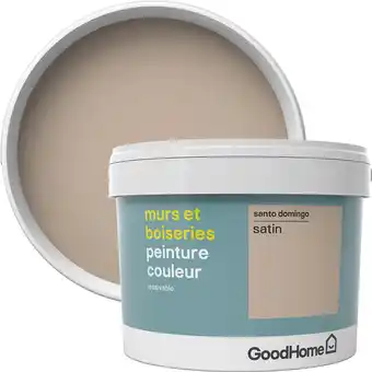 Castorama Peinture murs et boiseries GoodHome beige Santo Domingo satin 2,5L offre
