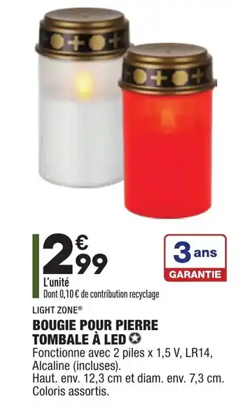Bougie pour pierre tombale à LED