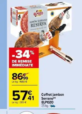 Carrefour Market Coffret jambon Serrano(n) ELPOZO offre