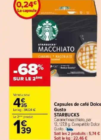 Carrefour Market Capsules de café Dolce Gusto STARBUCKS offre