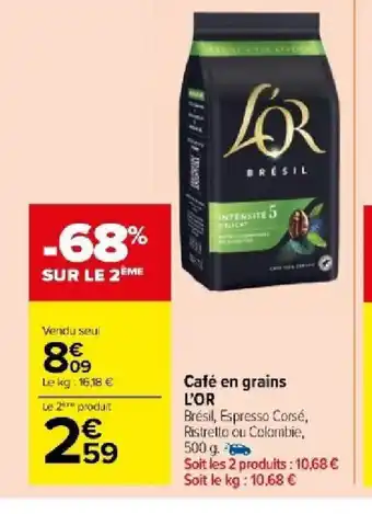 Carrefour Market Café en grains L'OR offre
