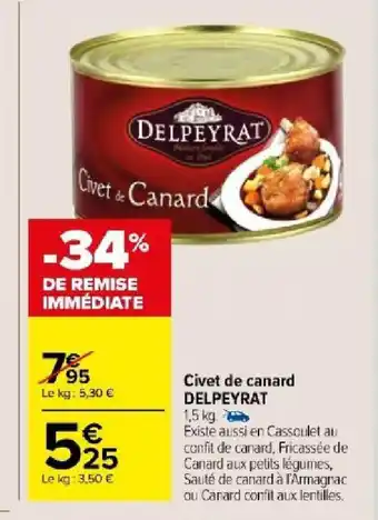 Carrefour Market Civet de canard DELPEYRAT offre