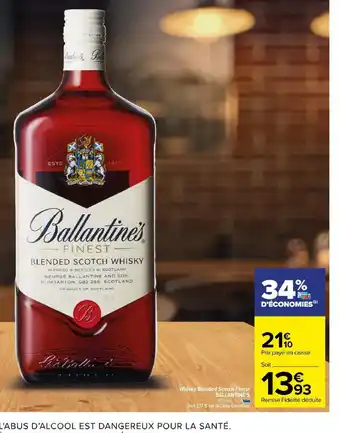Carrefour Market Whisky Blended Scotch Finest BALLANTINE'S offre