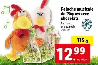 Lidl Peluche musicale de Pâques avec chocolats offre