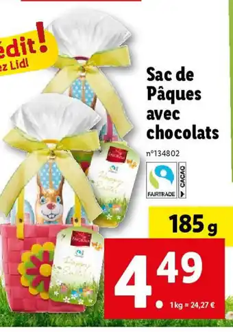 Lidl Sac de Pâques avec chocolats offre