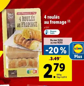 Lidl 4 roulés au fromage (2) offre