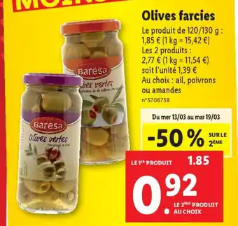 Lidl Olives farcies offre