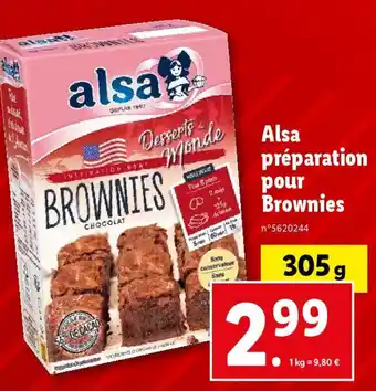 Lidl Alsa préparation pour Brownies offre