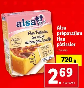 Lidl Alsa préparation Flan Pâtissier offre