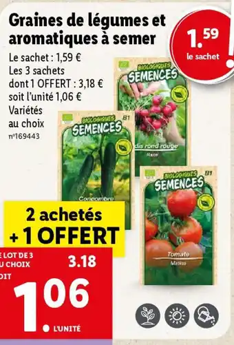 Lidl Graines de légumes et aromatiques à semer offre