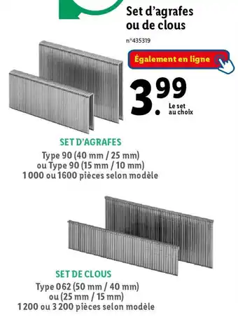 Lidl Set d'agrafes ou de clous offre