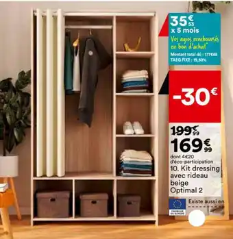 BUT Kit dressing avec rideau beige Optimal 2 offre