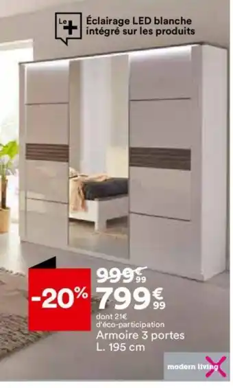 BUT Armoire 3 portes L. 195 cm offre