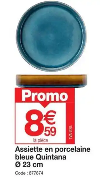 Promocash Assiette en porcelaine bleue Quintana offre