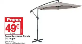 Parasol excentré Ronda Ø 3 m gris