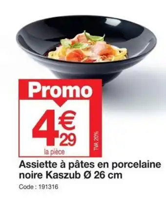 Promocash Assiette à pâtes en porcelaine noire Kaszub Ø 26 cm offre