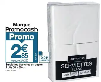 Promocash Serviettes blanches en papier 2 plis 30 x 39 cm offre