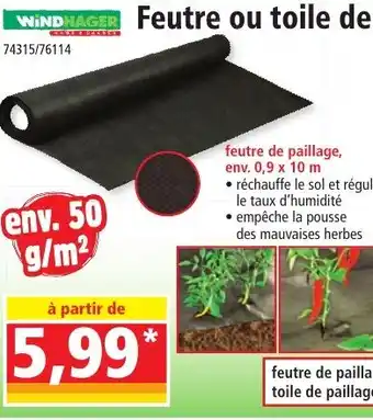 Norma WINDHAGER Feutre ou toile de paillage offre