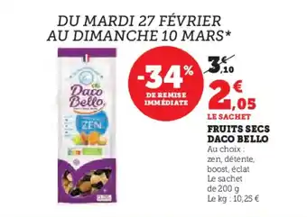 U Express FRUITS SECS DACO BELLO offre