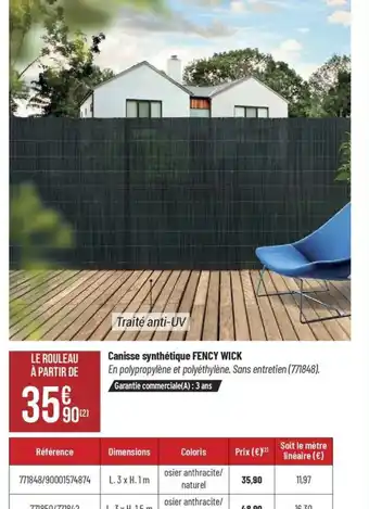 Bricorama Canisse synthétique FENCY WICK offre