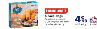 4 corn-dogs Saucisse enrobée d'un beignet au maïs la boßte de 260 g