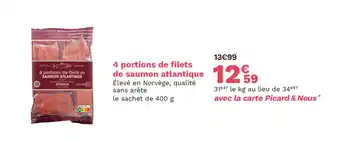 Picard 4 portions de filets de saumon atlantique offre