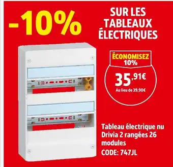 Screwfix Legrand Tableau électrique nu Drivia 2 rangées 26 modules offre