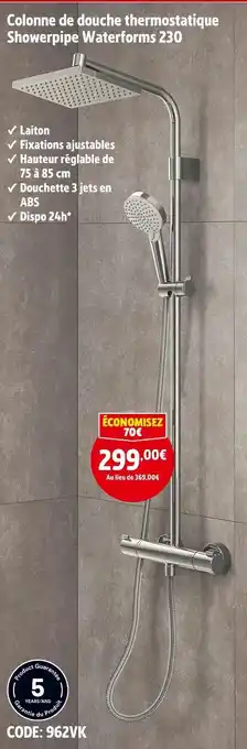 Screwfix hansgrohe Colonne de douche thermostatique Showerpipe Waterforms 230 offre