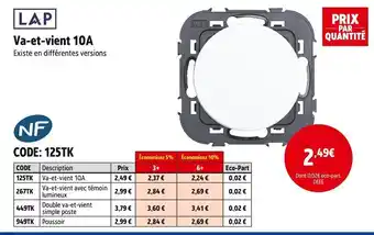 Screwfix LAP Va-et-vient 10A offre