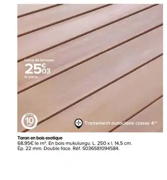 Castorama Lame De Terrasse Taran En Bois Exotique offre