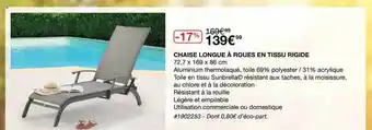 Costco Chaise Longue à Roues En Tissu Rigide offre