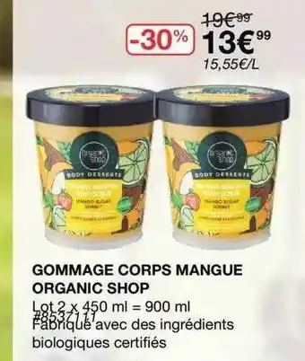 Costco Gommage Corps Mangue Organic Shop offre
