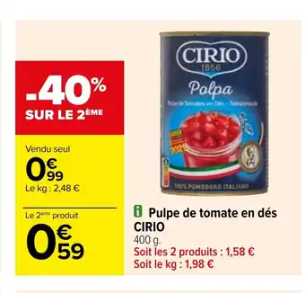 Carrefour Pulpe de Tomates en Dés-Tomatenpul offre