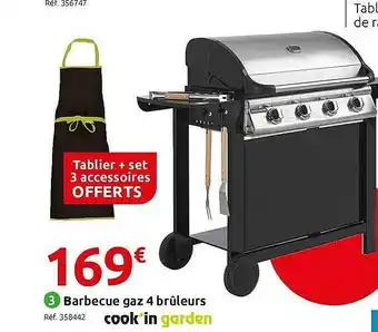 Mr Bricolage Barbecue Gaz 4 Brûleurs Cook'in Garden offre