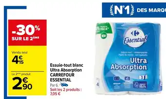Carrefour Essuie-tout blanc Ultra Absorption CARREFOUR ESSENTIAL offre