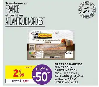 Intermarché Filets De Harengs Fumés Doux Capitaine Cook offre