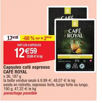 Migros Capsules café espresso CAFÉ ROYAL offre