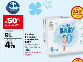 Carrefour Couches 0% parfum CARREFOUR BABY offre