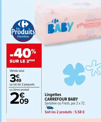 Carrefour Lingettes CARREFOUR BABY offre