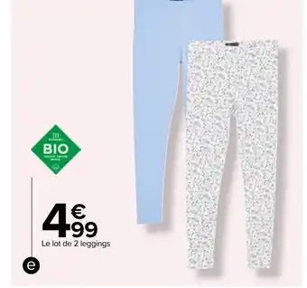 Carrefour Lot de 2 leggings fille offre