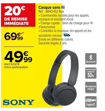 Carrefour Casque sans fil offre