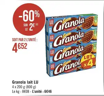 Casino Supermarchés LU Granola lait offre