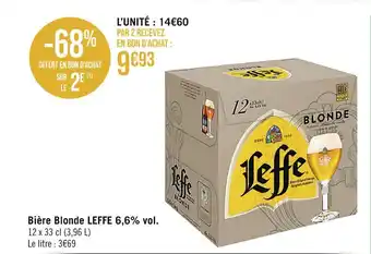 Casino Supermarchés LEFFE Bière Blonde 6,6% vol offre
