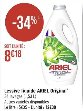 Casino Supermarchés ARIEL Lessive liquide Original offre