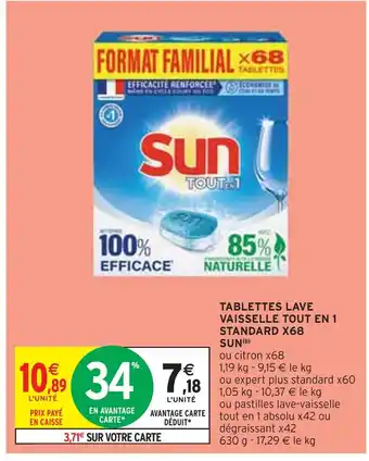 Intermarché SUN TABLETTES LAVE VAISSELLE TOUT EN 1 STANDARD X68(b) offre