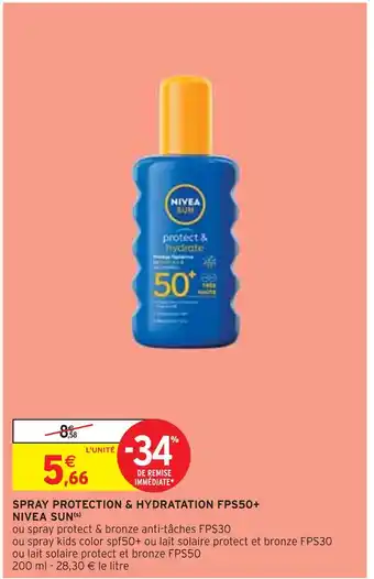 Intermarché NIVEA SUN SPRAY PROTECTION & HYDRATATION FPS50+ offre