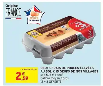 Intermarché Oeufs Frais De Poules élevées Au Sol X15 Oeufs De Nos Villages offre