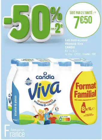 Géant Casino CANDIA Lait demi-écrémé Vitaminé Viva offre