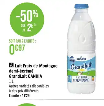 Géant Casino CANDIA Lait Frais de Montagne demi-écrémé GrandLait offre